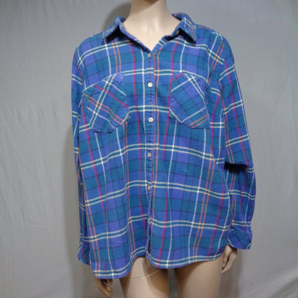 Women's Croft and Barrow blue X-large flannel